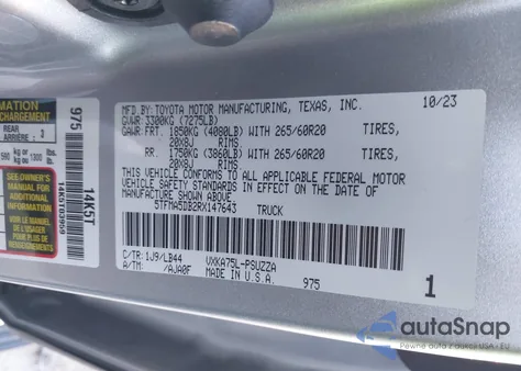 2024 Toyota Tundra 1794 Edition 4Wd from USA, damaged, VIN 5TFMA5DB2RX147643